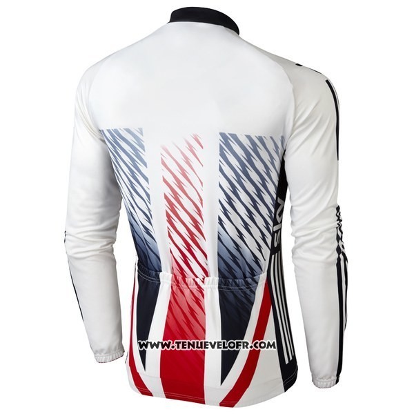 2016 Maillot Ciclismo Sky Champion Regno Unito Blanc et Rouge Manches Longues et Cuissard